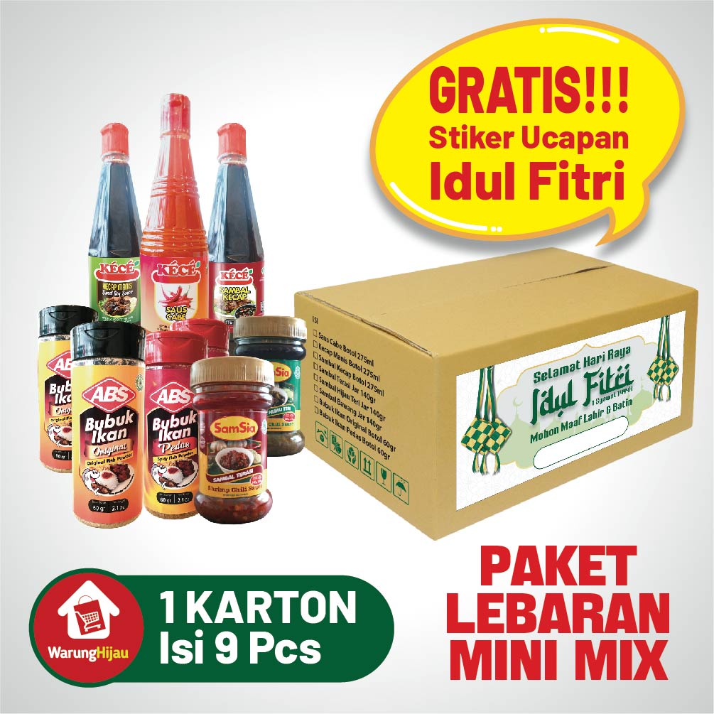 Paket Parcel Lebaran Mini Mix - 1 Karton Isi 9 Pcs + GRATIS Sticker Ucapan Idul Fitri