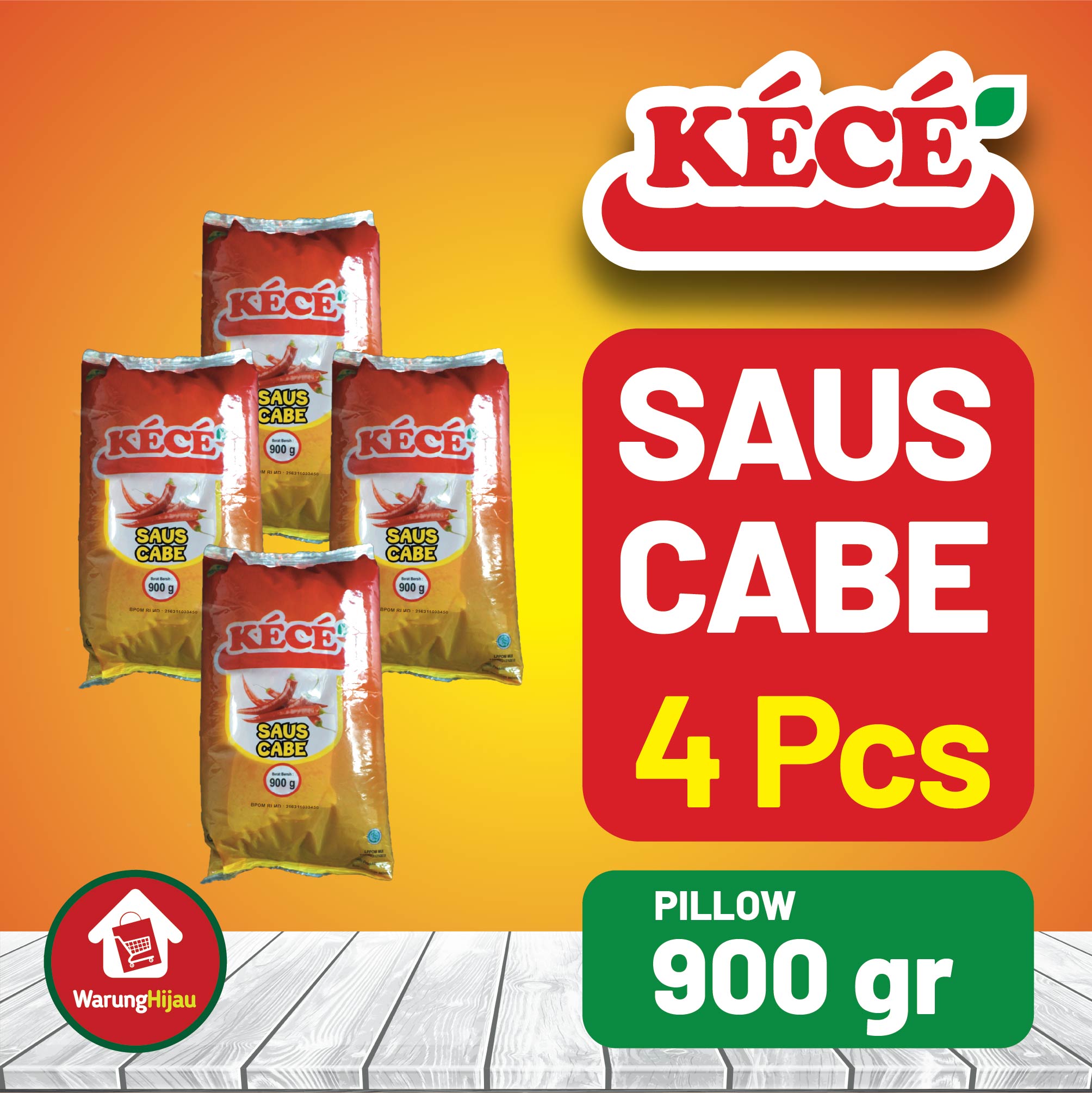 Saus Cabe KECE Pillow 900 gr 4 Pcs + Diskon