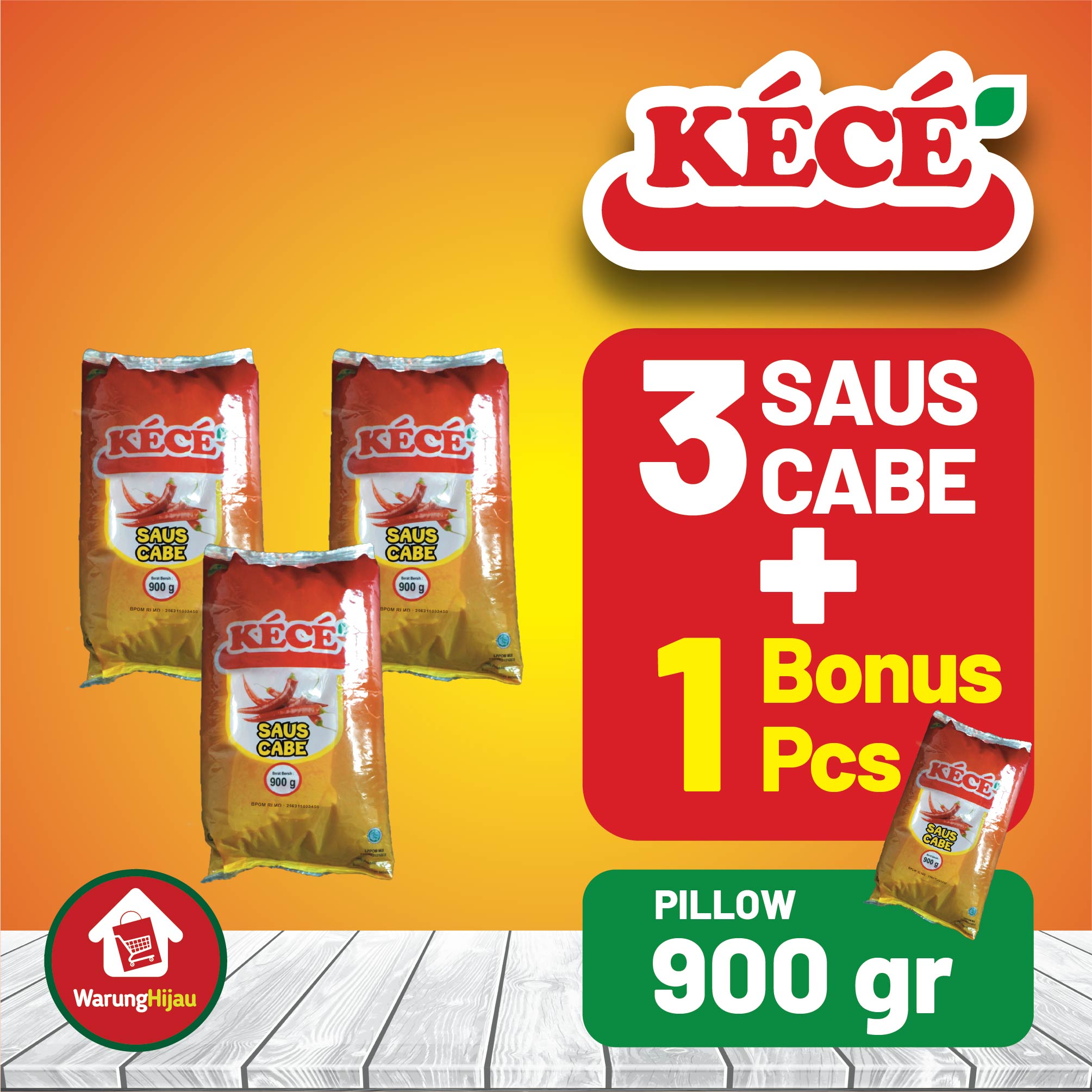 Saus Cabe KECE 900 gr 3 Pcs + Bonus 1 Pcs