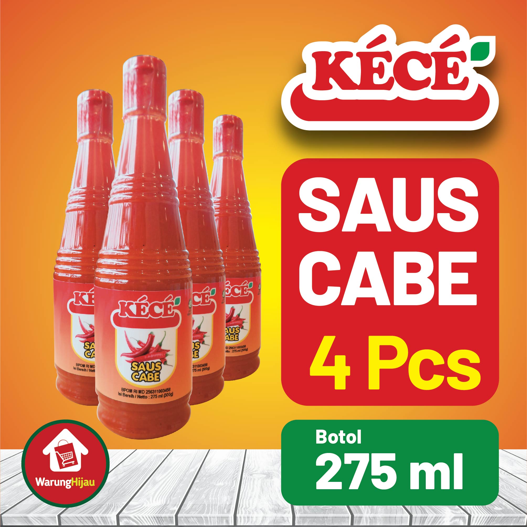 Saus Cabe KECE Botol 275ml 4 Pcs + Diskon
